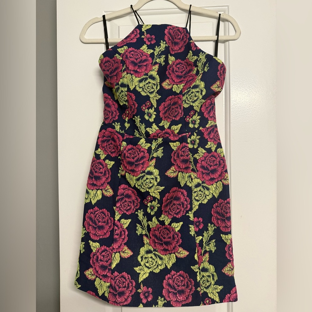 NWT NBD Navy Mini Dress with Rose Embroidery size M